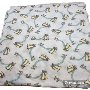 Vintage Wedding Penguin Fabric Bride Groom 66” Pastel White Blue